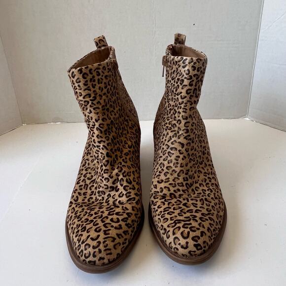 LUCKY BRAND Natania Womens Boots Sz 9M Tan Leopard Safari Chic Tan Chunky Heel - Picture 3 of 13